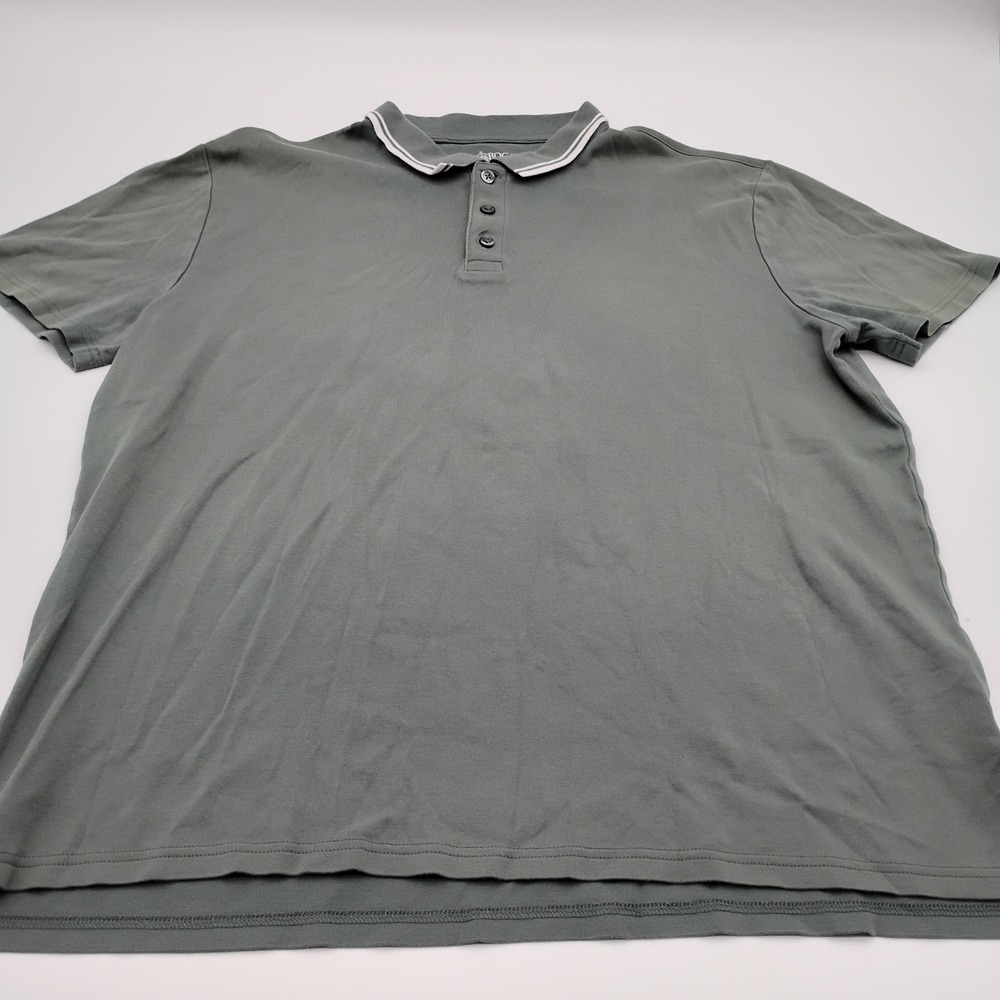 Boca Classics Mens Large Sage Green 100% Pima Cotton Tipped Polo Shirt Short Slv